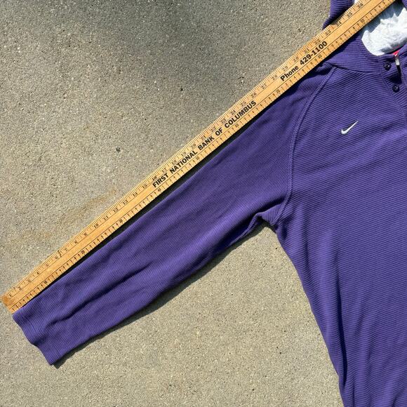 K-State Nike XXL Purple Henley Waffle Knit Pullover Hooded Long Sleeve Shirt - Picture 9 of 9